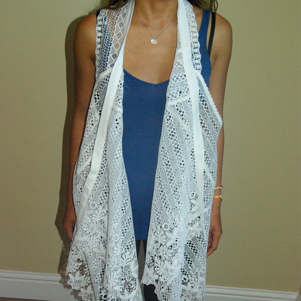White long lace vest